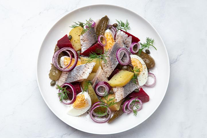 Herring, Beetroot, and Pickles Salad